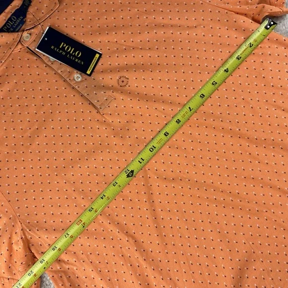 New Polo Ralph Lauren Polo Shirt Men's Medium Orange Performance All Over PRL - Picture 4 of 5